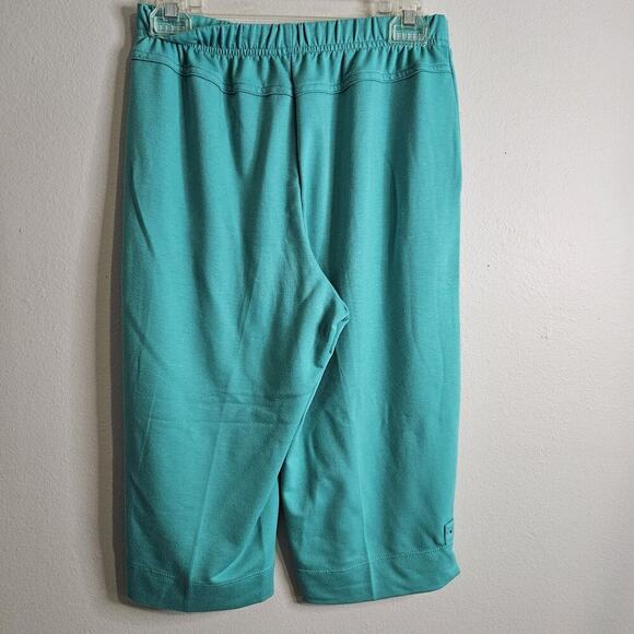 Links Womens 2pc Capri Set Green White Pull On Stretch Pockets Soft Knit Sz S - Picture 11 of 16